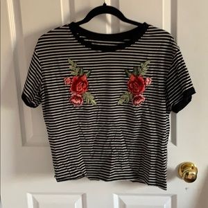Rose embroidered t shirt